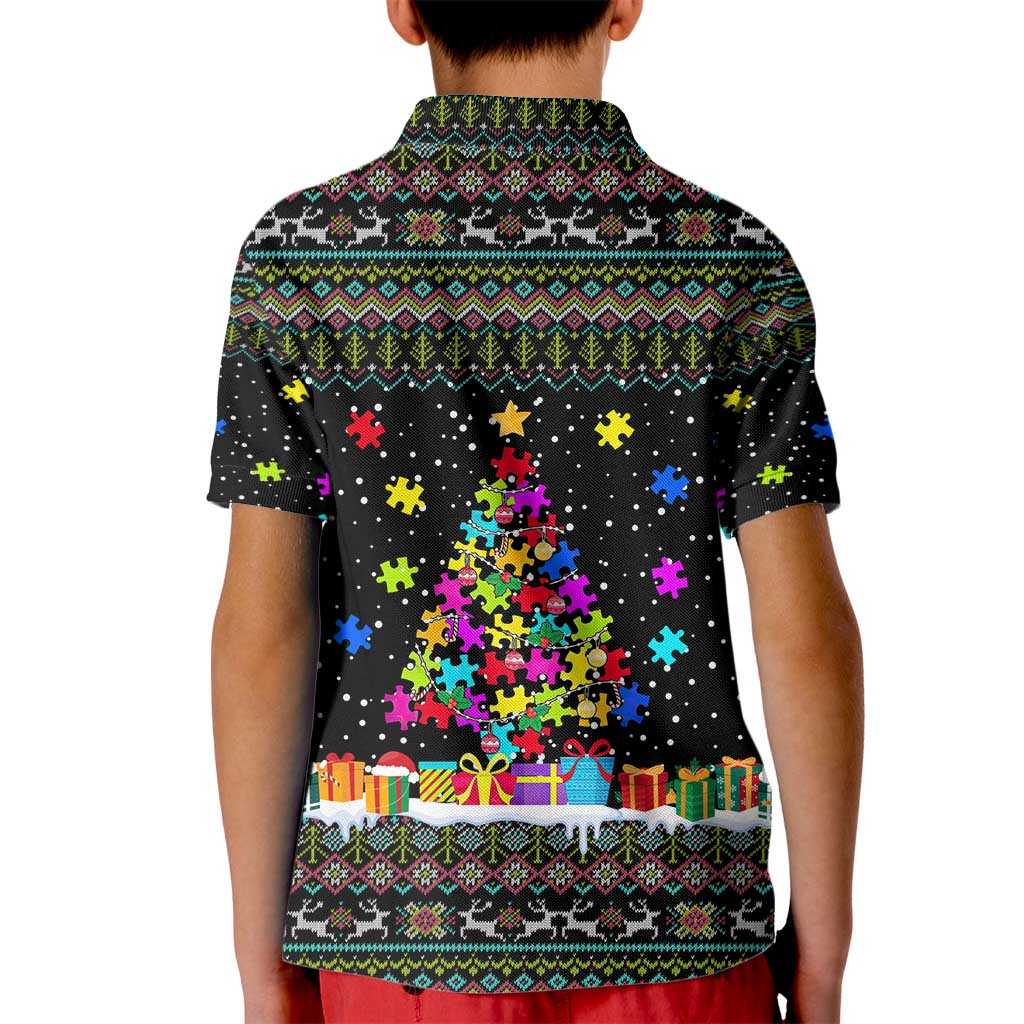 Autism Pine Christmas Kid Polo Shirt Xmas Holiday Patterns - Wonder Print Shop