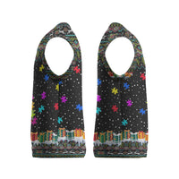 Autism Pine Christmas Knitted V-Neck Vest Xmas Holiday Patterns - Wonder Print Shop