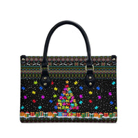 Autism Pine Christmas Leather Bag Xmas Holiday Patterns - Wonder Print Shop