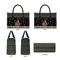 Autism Pine Christmas Leather Bag Xmas Holiday Patterns - Wonder Print Shop