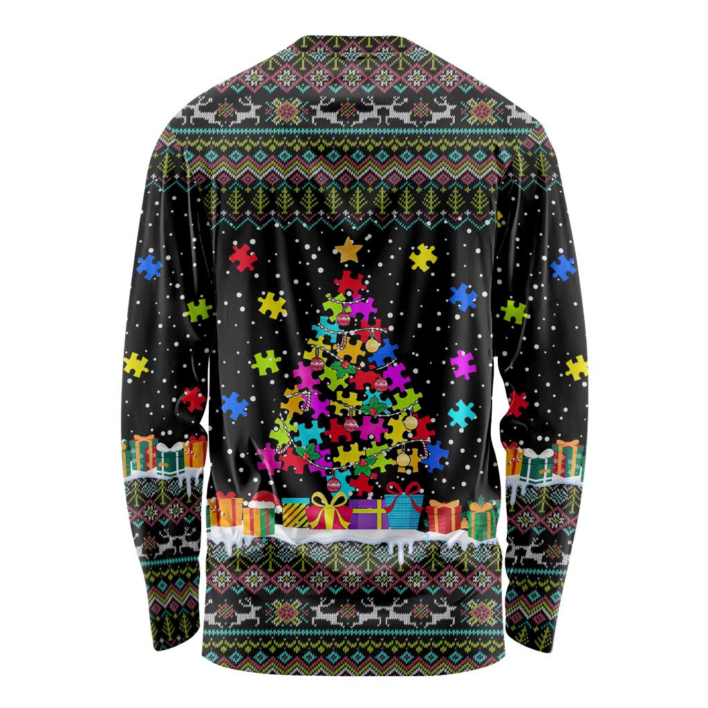 Autism Pine Christmas Long Sleeve Shirt Xmas Holiday Patterns - Wonder Print Shop