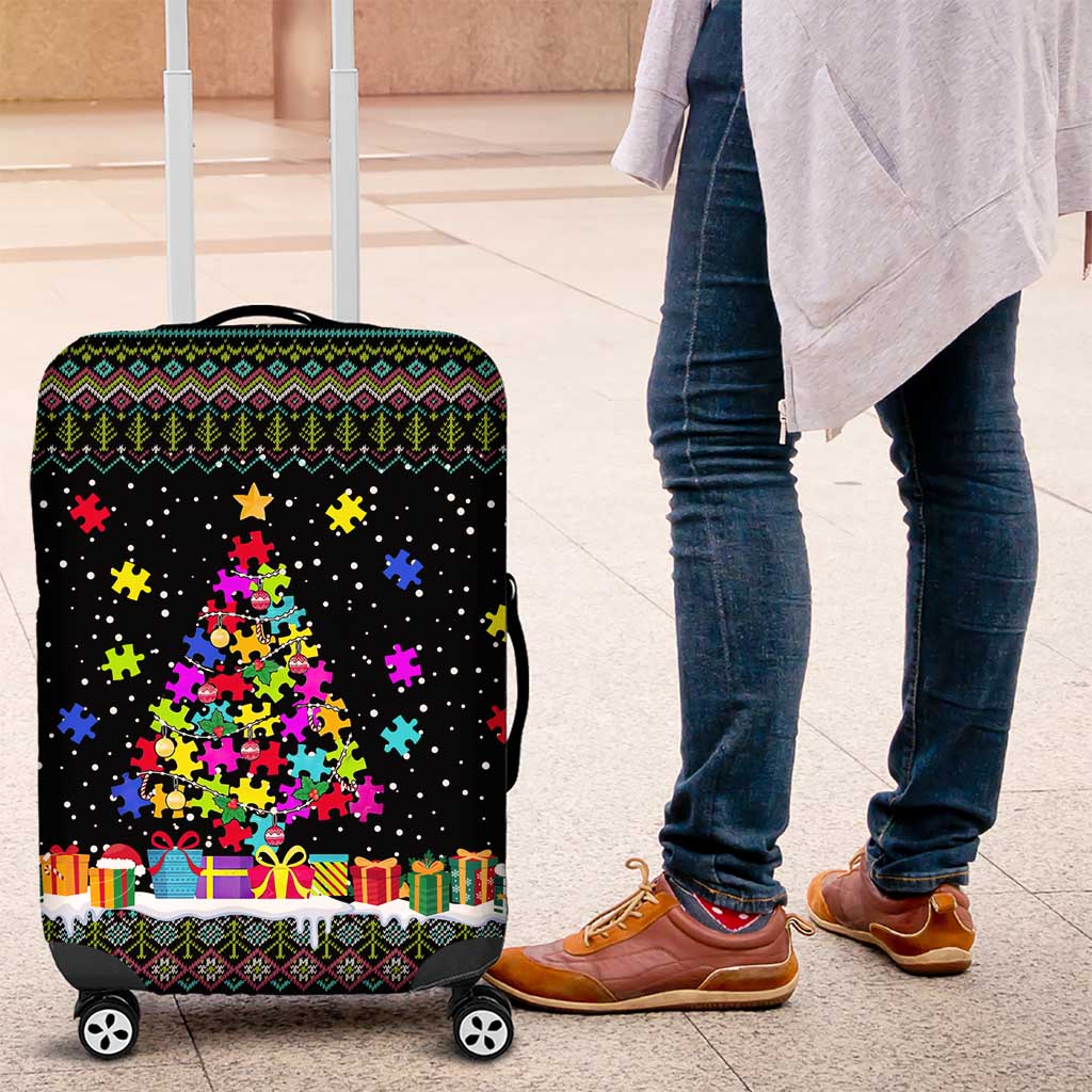Autism Pine Christmas Luggage Cover Xmas Holiday Patterns - Wonder Print Shop