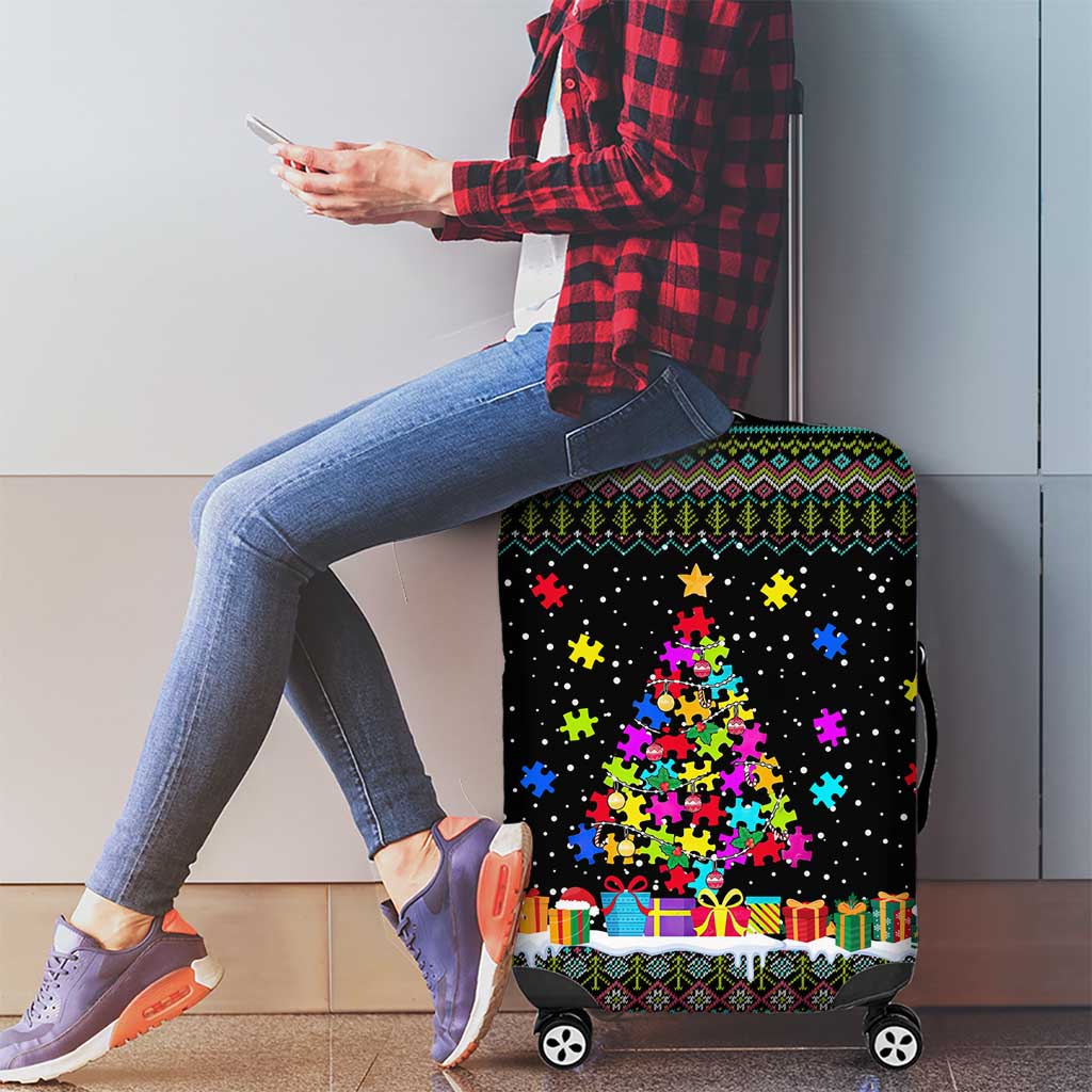 Autism Pine Christmas Luggage Cover Xmas Holiday Patterns - Wonder Print Shop