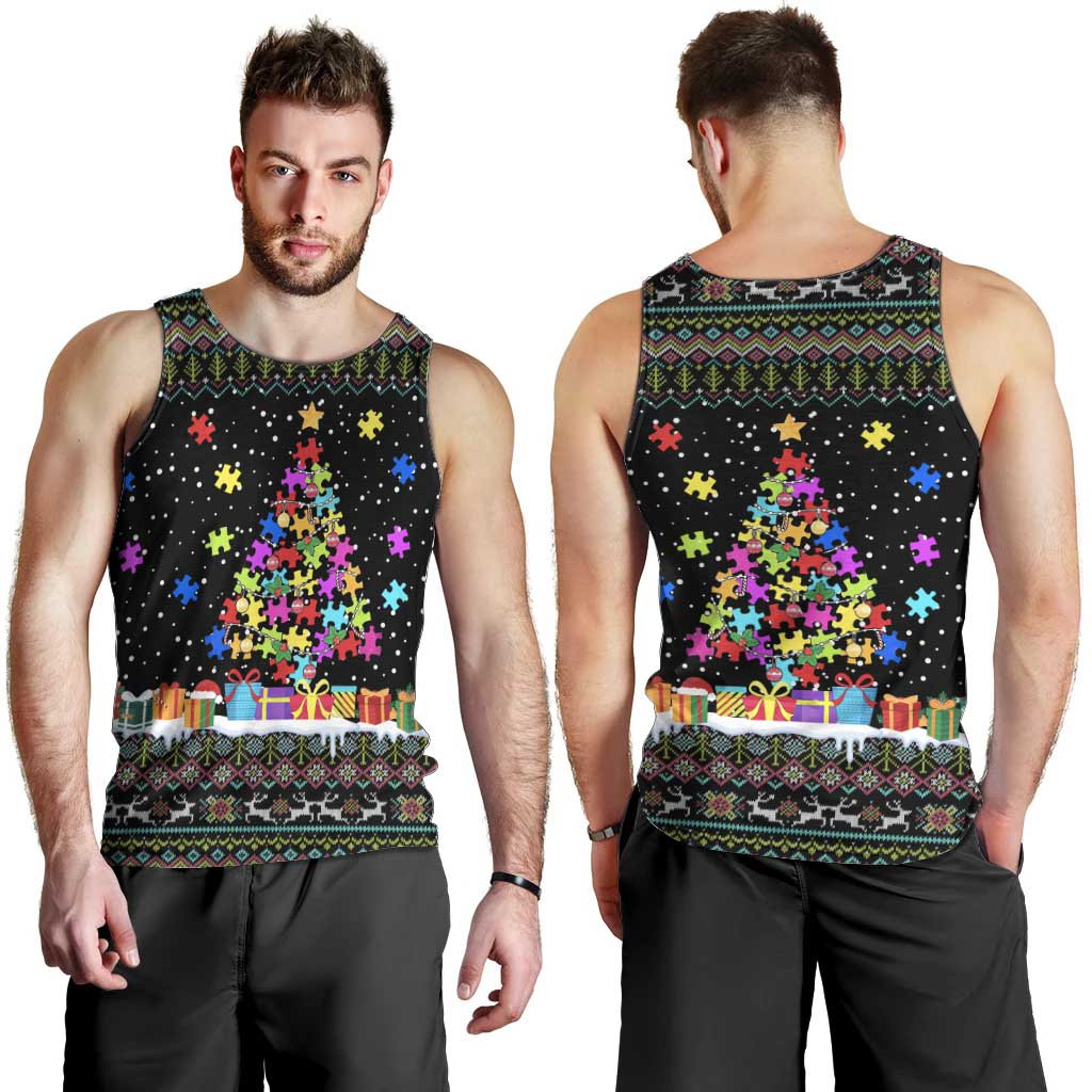 Autism Pine Christmas Men Tank Top Xmas Holiday Patterns - Wonder Print Shop