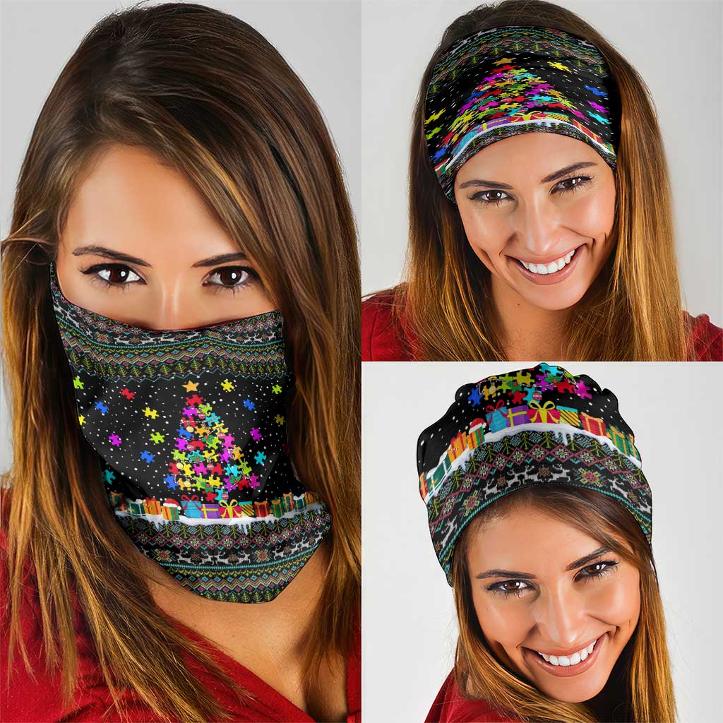 Autism Pine Christmas Neck Gaiter Xmas Holiday Patterns - Wonder Print Shop