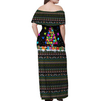 Autism Pine Christmas Off Shoulder Maxi Dress Xmas Holiday Patterns - Wonder Print Shop