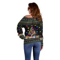 Autism Pine Christmas Off Shoulder Sweater Xmas Holiday Patterns - Wonder Print Shop