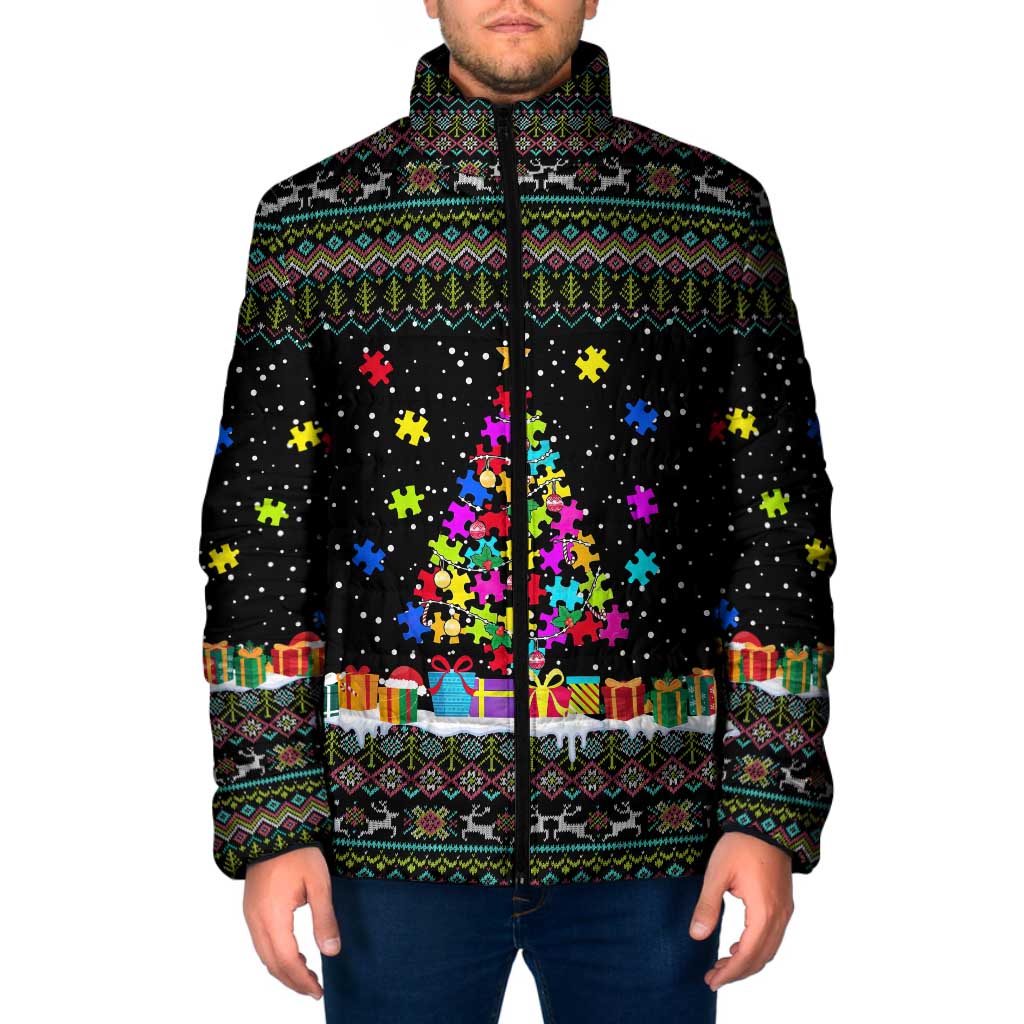 Autism Pine Christmas Padded Jacket Xmas Holiday Patterns - Wonder Print Shop