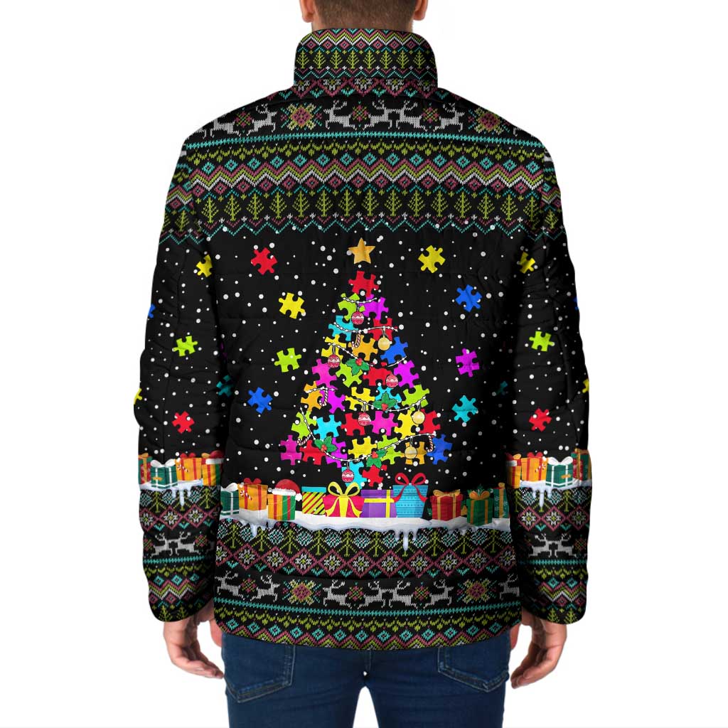 Autism Pine Christmas Padded Jacket Xmas Holiday Patterns - Wonder Print Shop