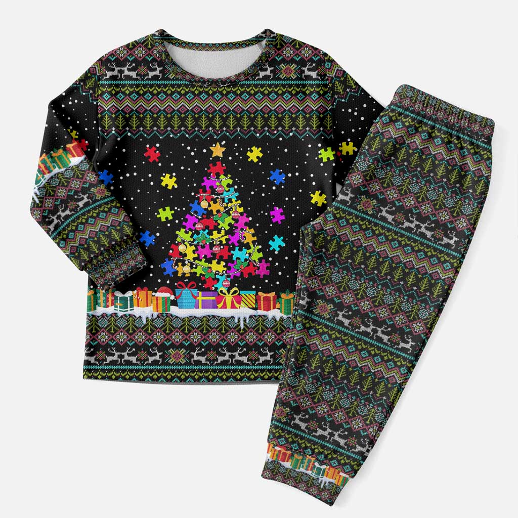 Autism Pine Christmas Pajama Set Xmas Holiday Patterns - Wonder Print Shop