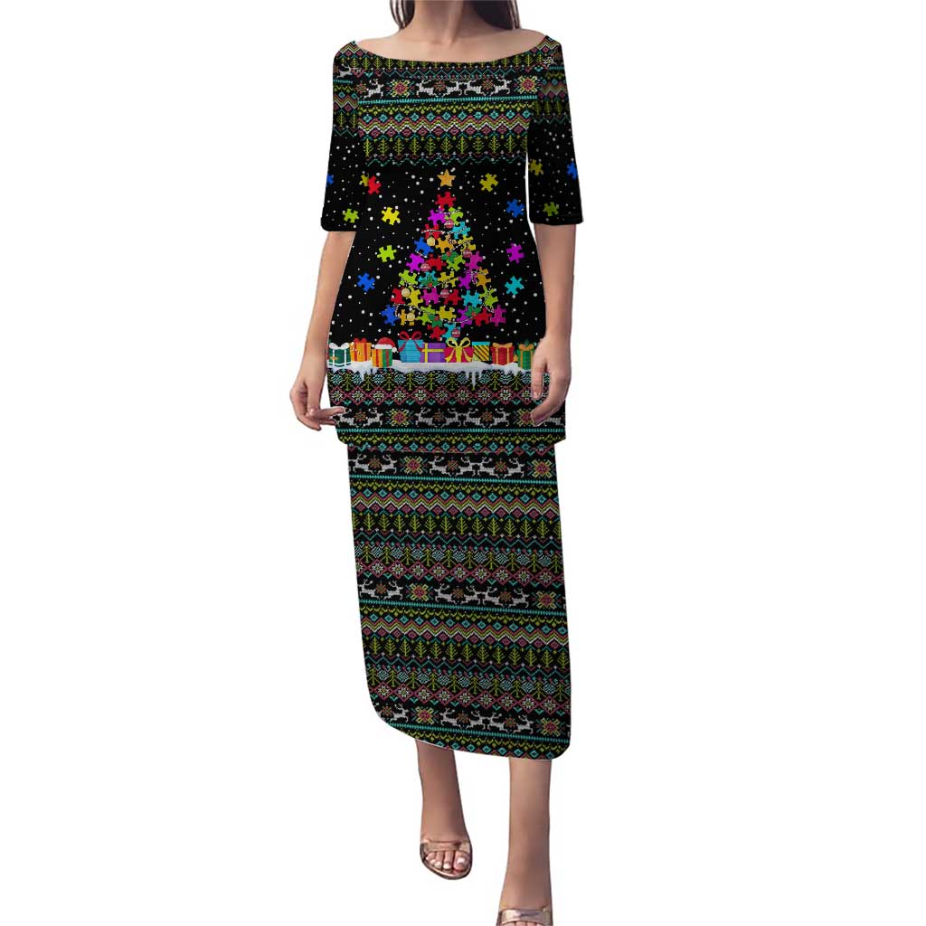 Autism Pine Christmas Puletasi Xmas Holiday Patterns - Wonder Print Shop
