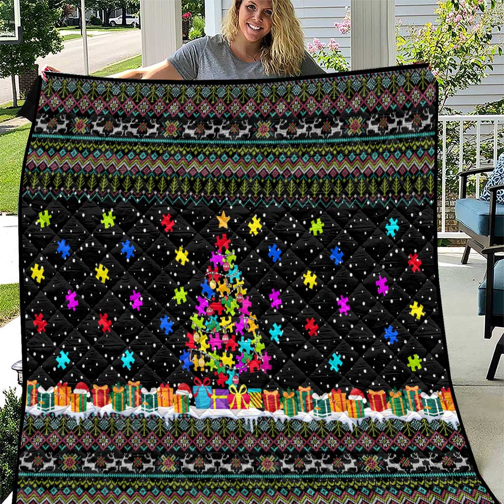 Autism Pine Christmas Quilt Xmas Holiday Patterns - Wonder Print Shop