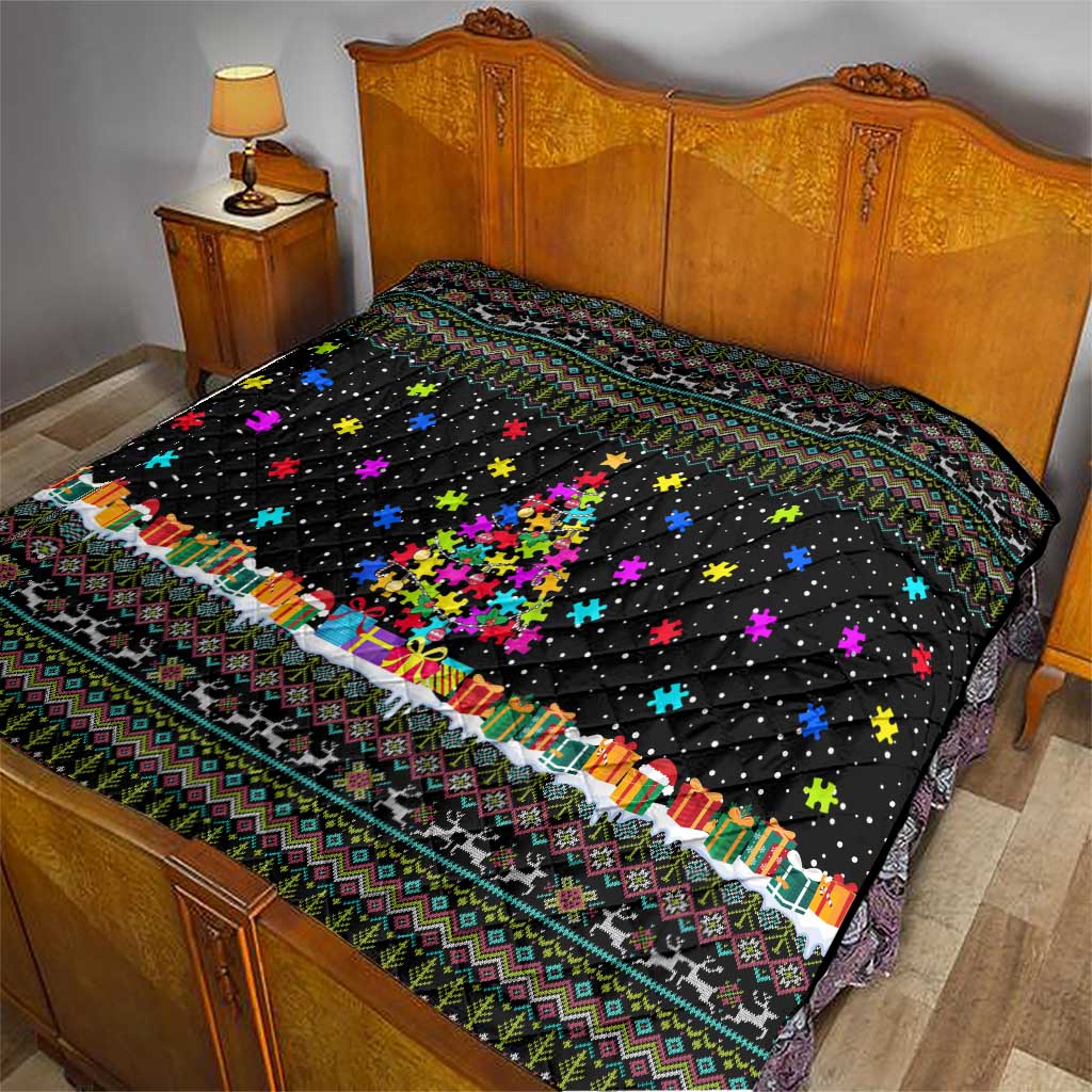 Autism Pine Christmas Quilt Xmas Holiday Patterns - Wonder Print Shop