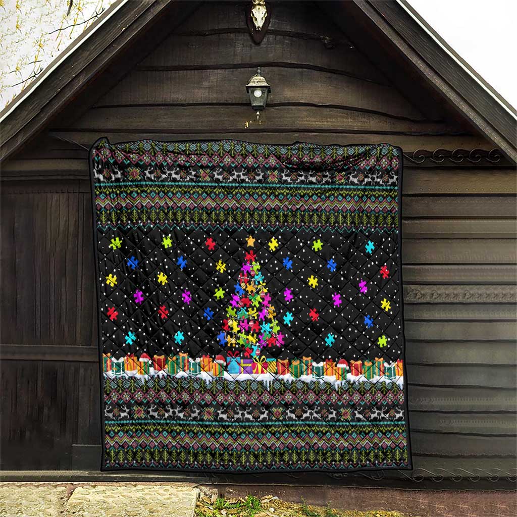 Autism Pine Christmas Quilt Xmas Holiday Patterns - Wonder Print Shop