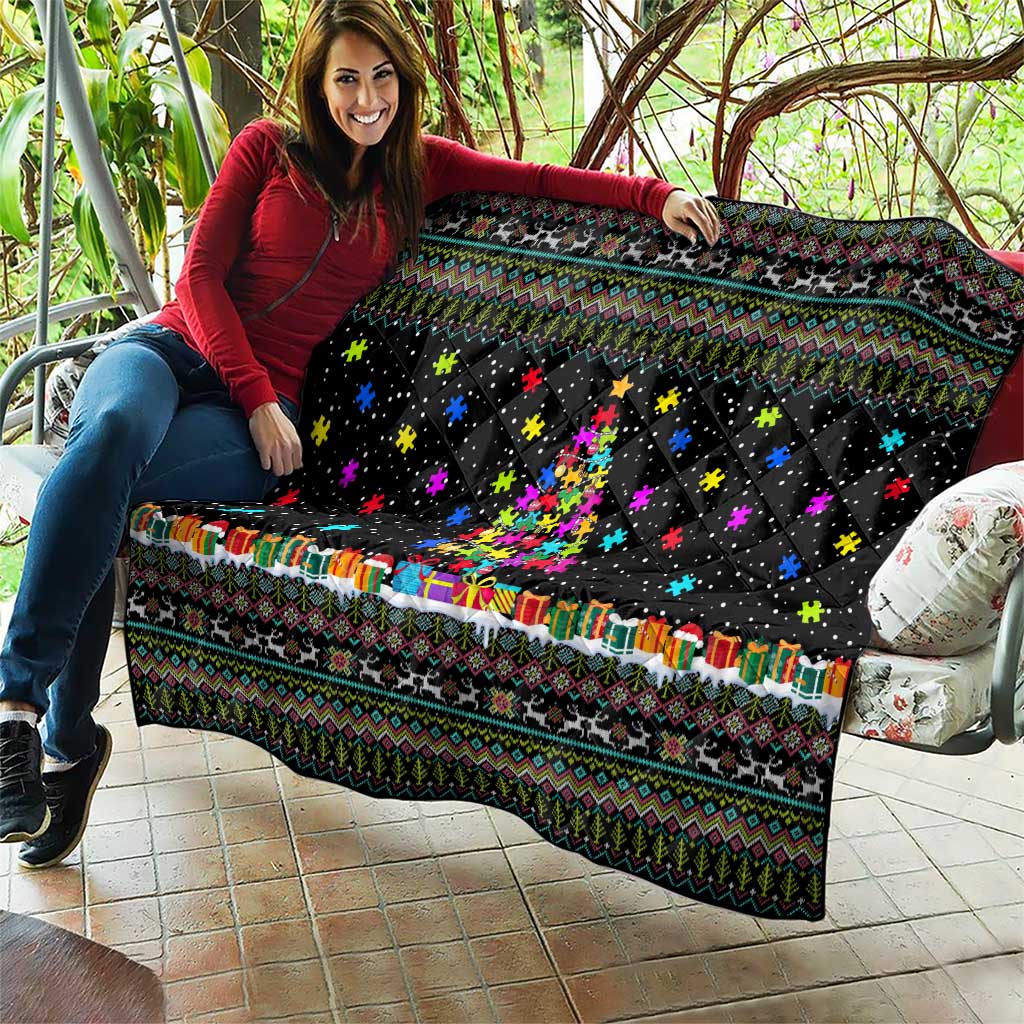 Autism Pine Christmas Quilt Xmas Holiday Patterns - Wonder Print Shop