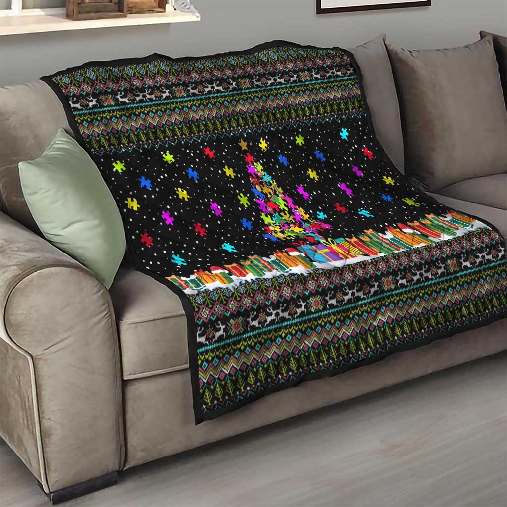 Autism Pine Christmas Quilt Xmas Holiday Patterns - Wonder Print Shop
