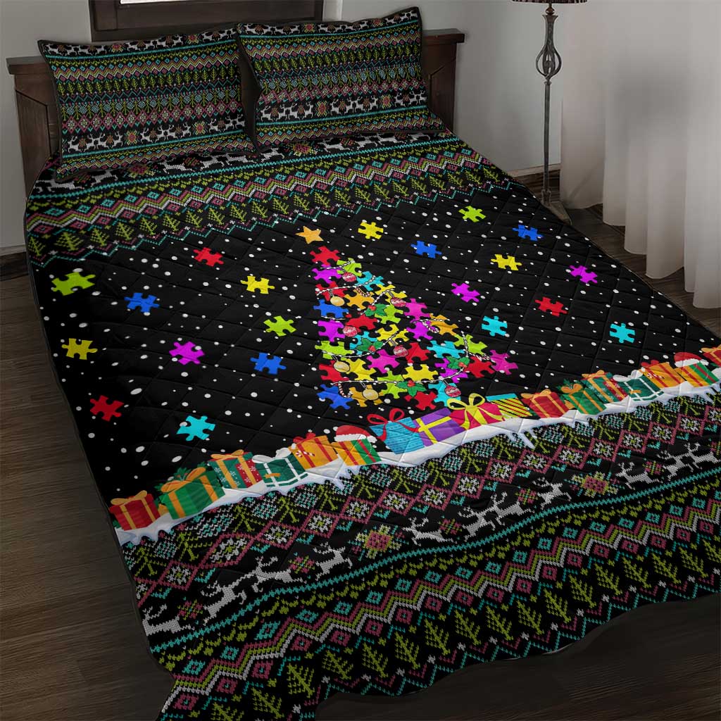 Autism Pine Christmas Quilt Bed Set Xmas Holiday Patterns - Wonder Print Shop