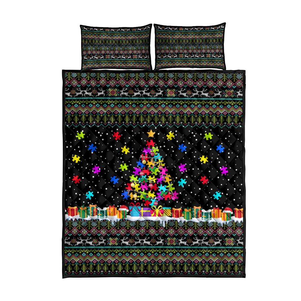 Autism Pine Christmas Quilt Bed Set Xmas Holiday Patterns - Wonder Print Shop