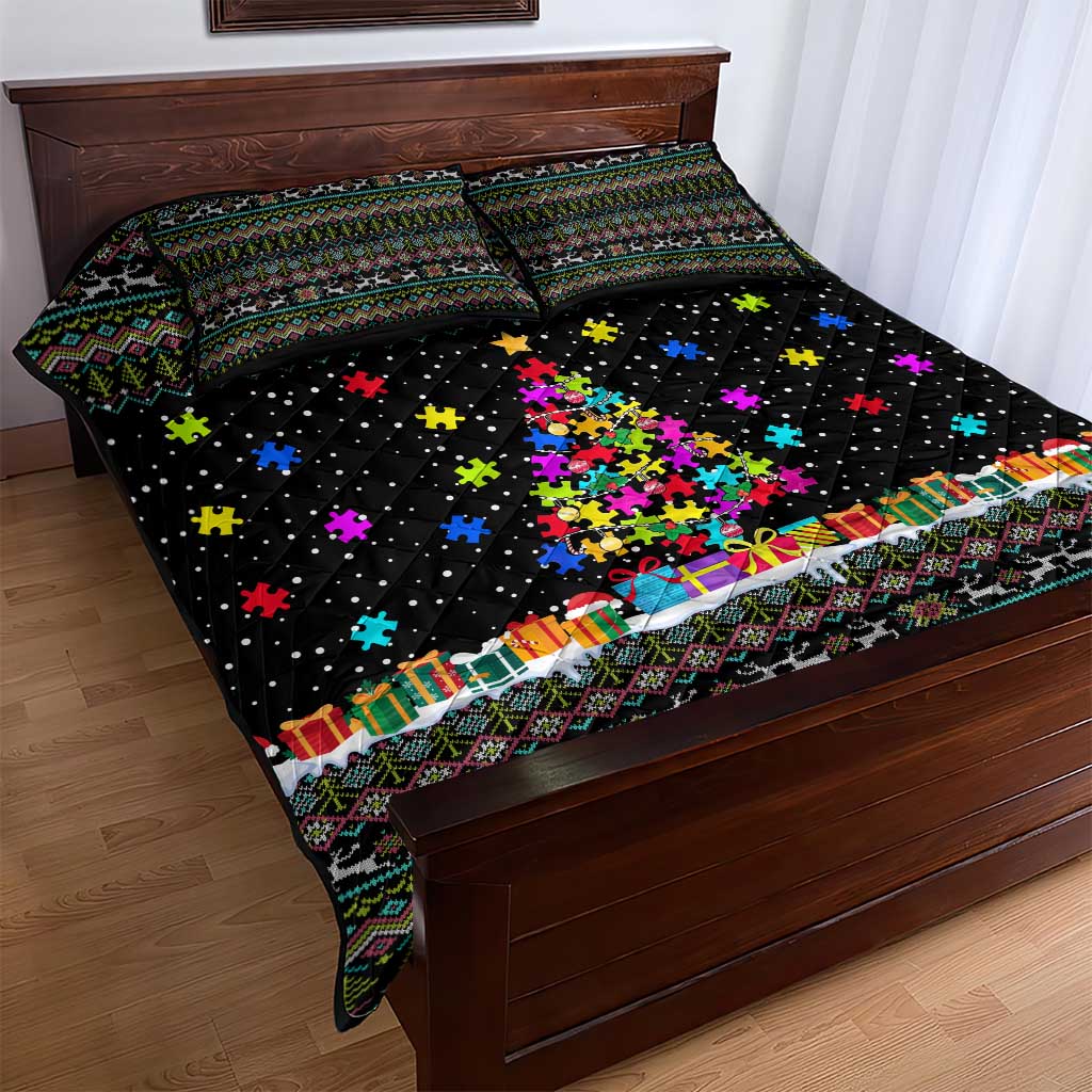 Autism Pine Christmas Quilt Bed Set Xmas Holiday Patterns - Wonder Print Shop