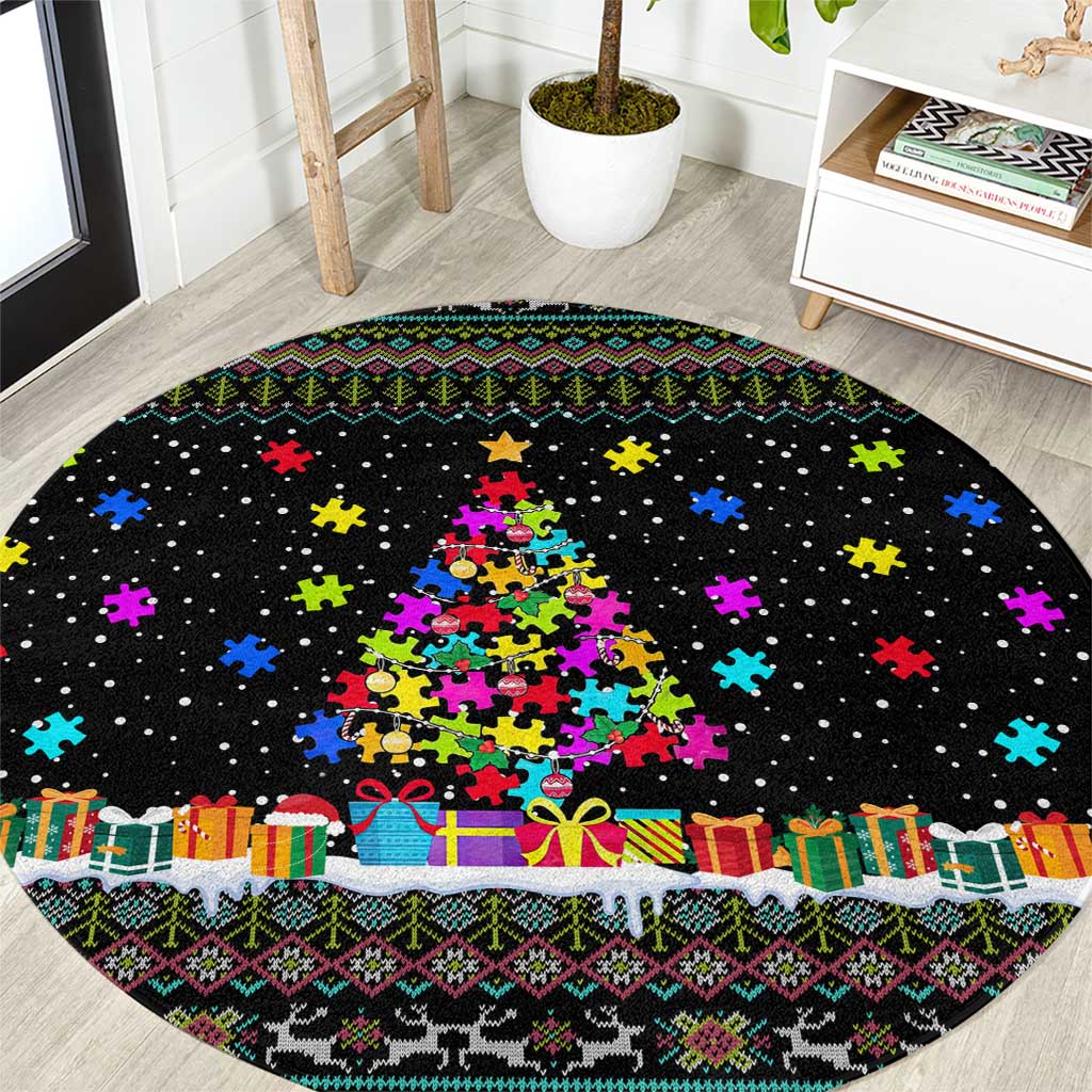 Autism Pine Christmas Round Carpet Xmas Holiday Patterns - Wonder Print Shop