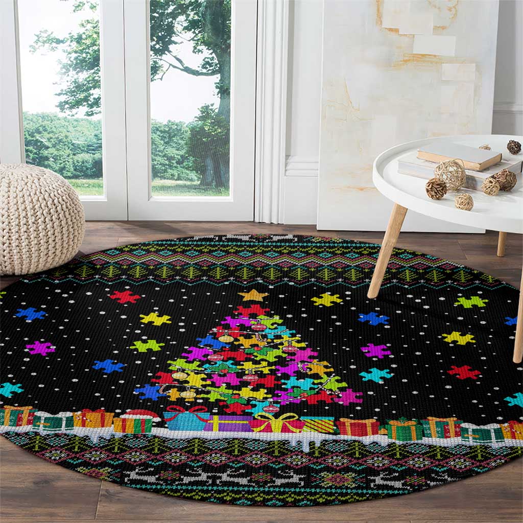 Autism Pine Christmas Round Carpet Xmas Holiday Patterns - Wonder Print Shop