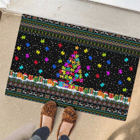 Autism Pine Christmas Rubber Doormat Xmas Holiday Patterns - Wonder Print Shop