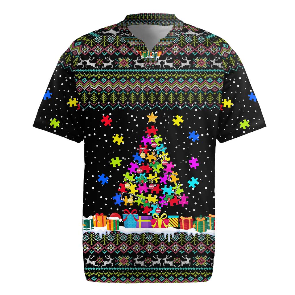 Autism Pine Christmas Rugby Jersey Xmas Holiday Patterns - Wonder Print Shop