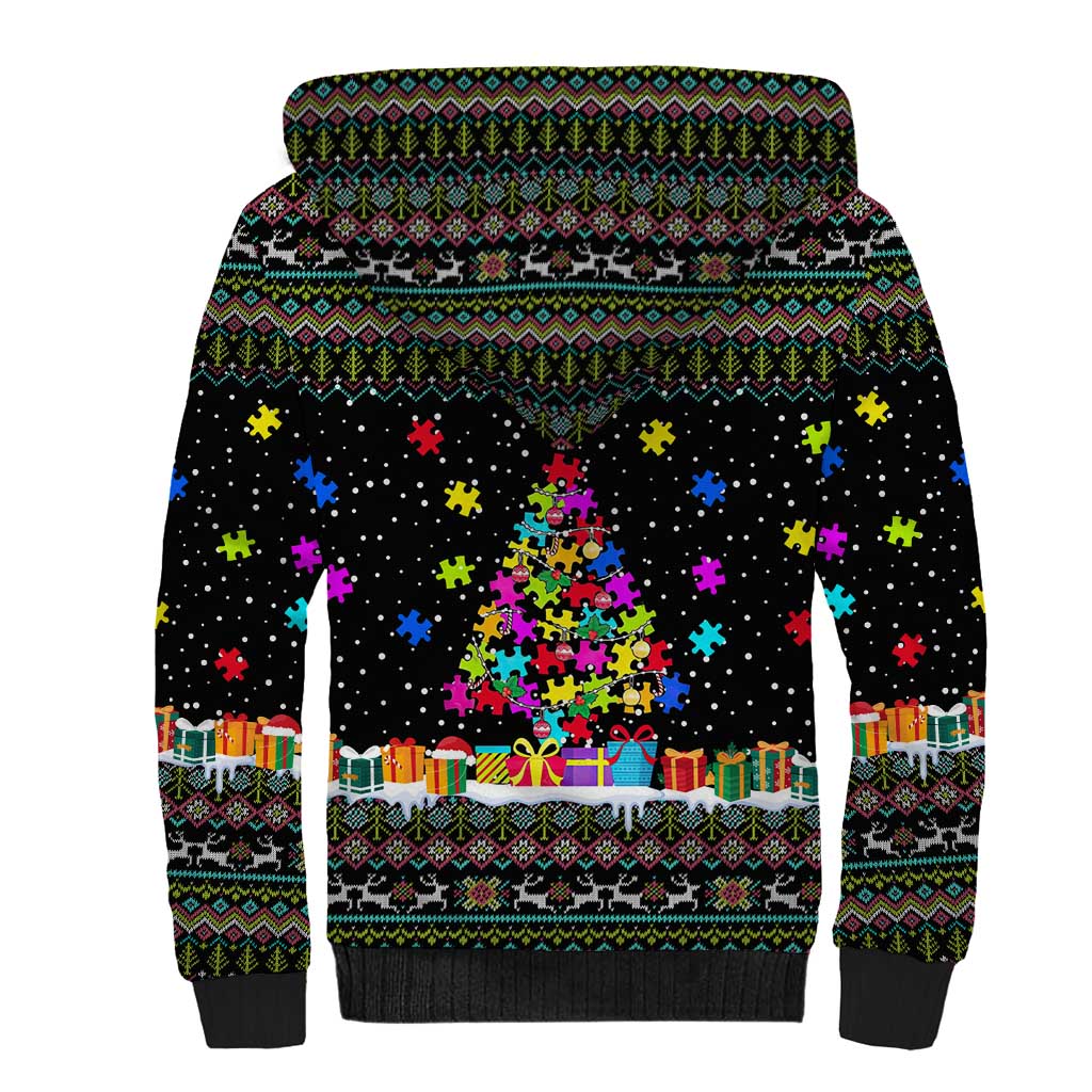 Autism Pine Christmas Sherpa Hoodie Xmas Holiday Patterns - Wonder Print Shop