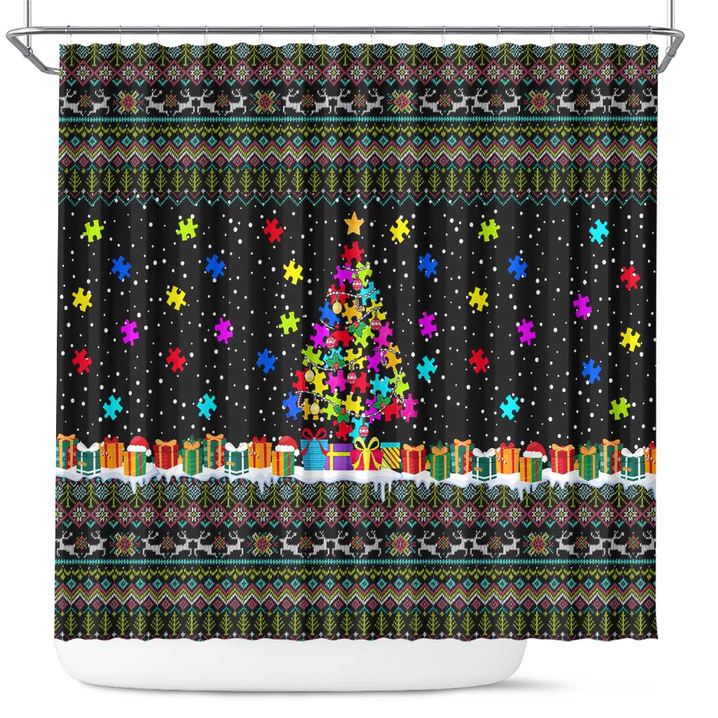Autism Pine Christmas Shower Curtain Xmas Holiday Patterns - Wonder Print Shop
