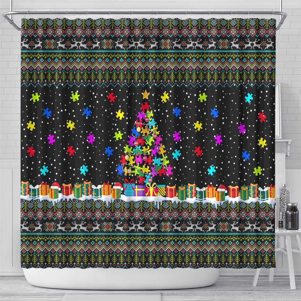 Autism Pine Christmas Shower Curtain Xmas Holiday Patterns - Wonder Print Shop