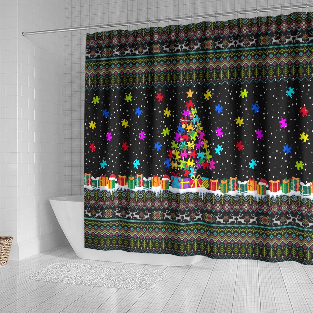 Autism Pine Christmas Shower Curtain Xmas Holiday Patterns - Wonder Print Shop