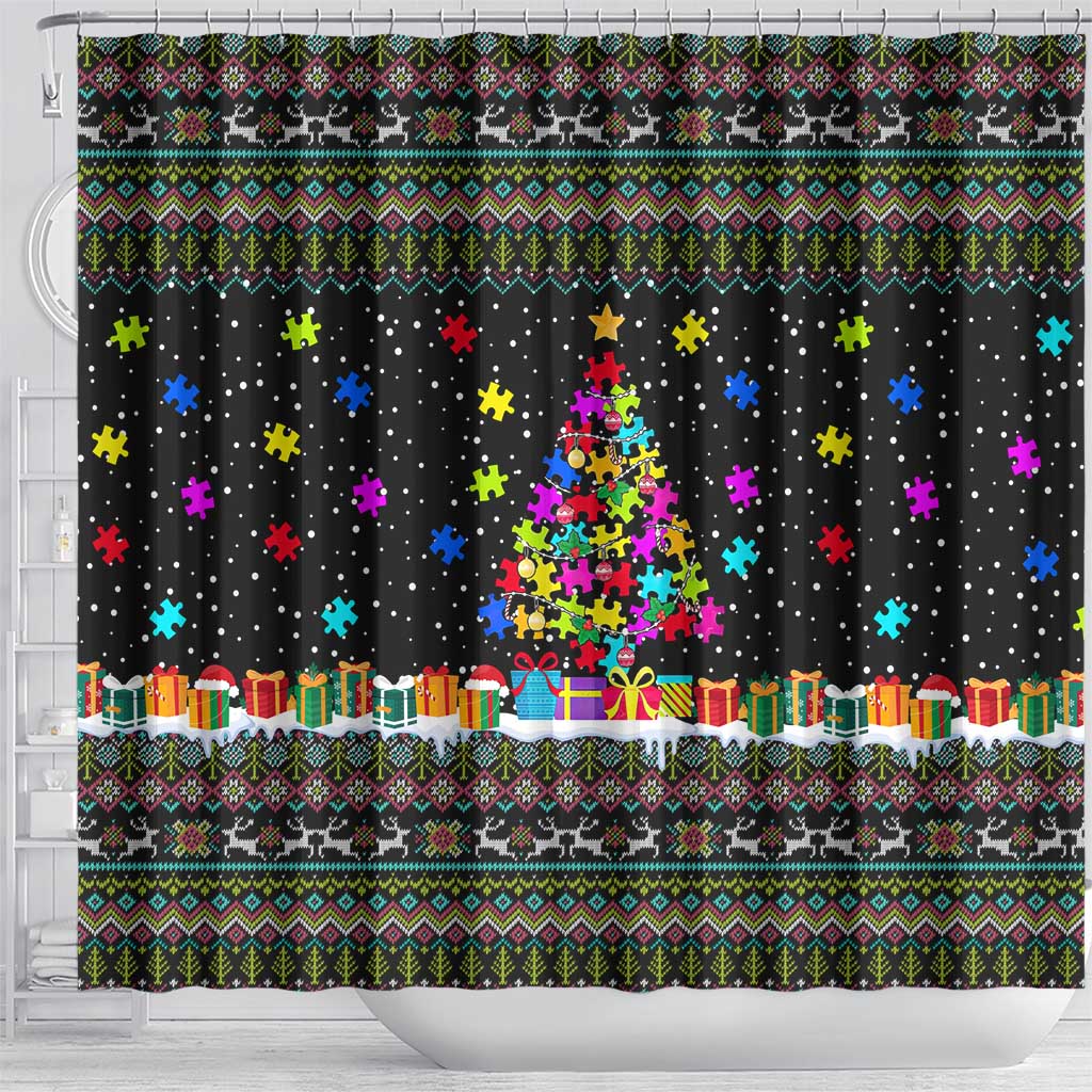 Autism Pine Christmas Shower Curtain Xmas Holiday Patterns - Wonder Print Shop