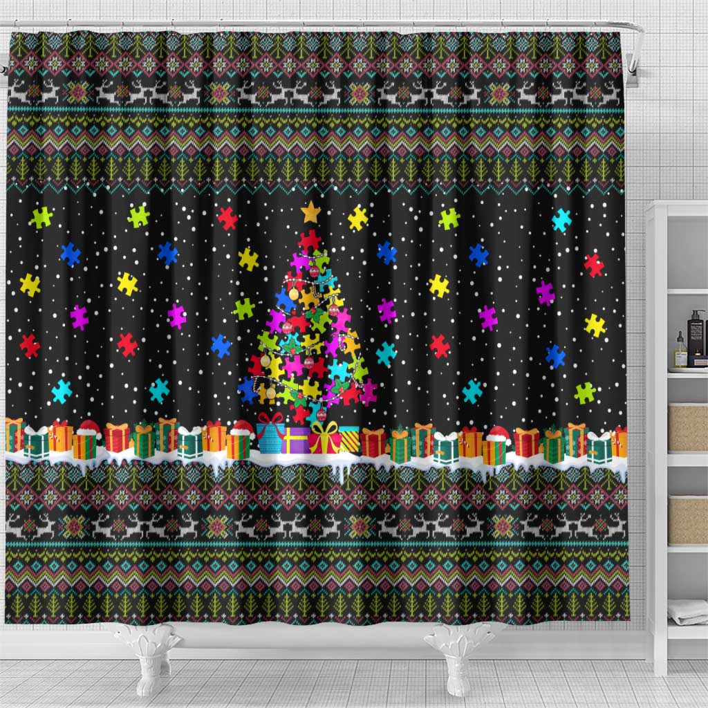 Autism Pine Christmas Shower Curtain Xmas Holiday Patterns - Wonder Print Shop