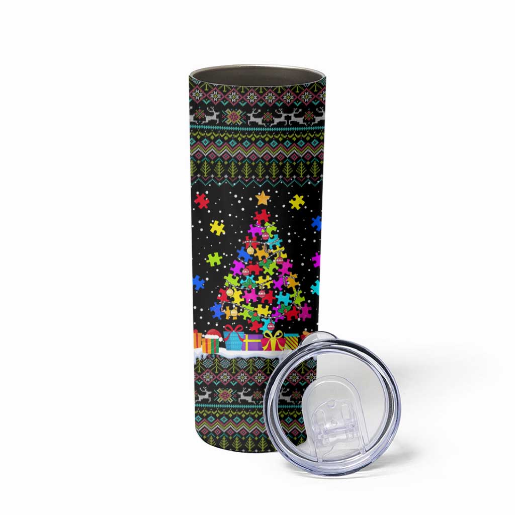 Autism Pine Christmas Skinny Tumbler Xmas Holiday Patterns - Wonder Print Shop