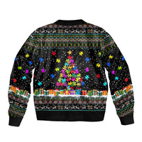 Autism Pine Christmas Sleeve Zip Bomber Jacket Xmas Holiday Patterns - Wonder Print Shop