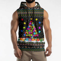 Autism Pine Christmas Sleeveless Hoodie Xmas Holiday Patterns - Wonder Print Shop