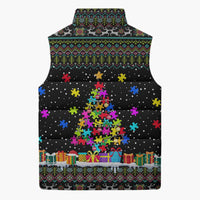 Autism Pine Christmas Sleeveless Puffer Jacket Xmas Holiday Patterns - Wonder Print Shop