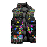 Autism Pine Christmas Sleeveless Puffer Jacket Xmas Holiday Patterns - Wonder Print Shop