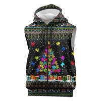 Autism Pine Christmas Sleeveless Zip Hoodie Xmas Holiday Patterns - Wonder Print Shop