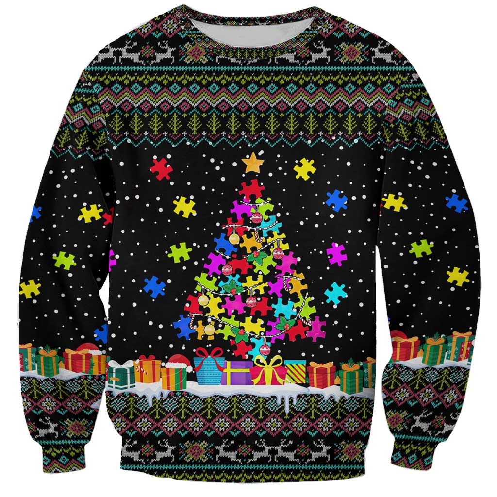 Autism Pine Christmas Sweatshirt Xmas Holiday Patterns - Wonder Print Shop