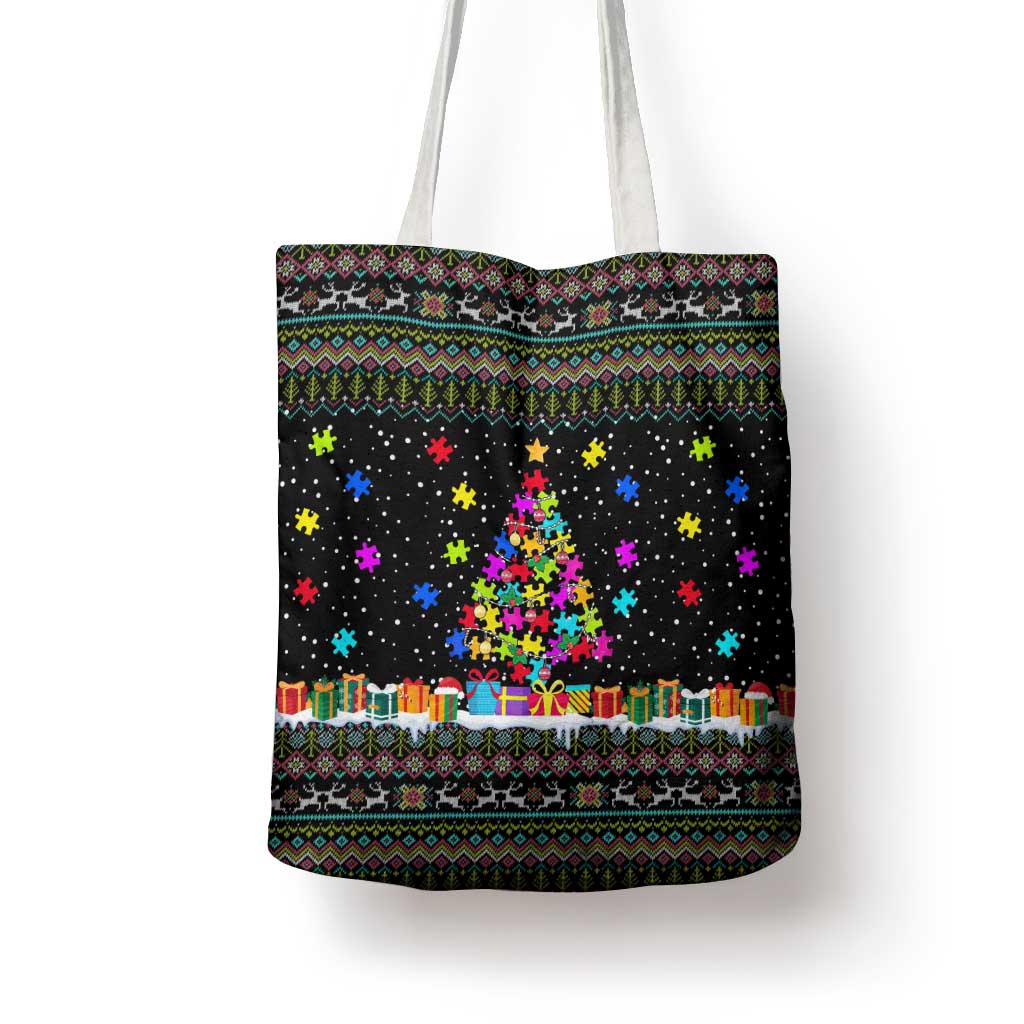 Autism Pine Christmas Tote Bag Xmas Holiday Patterns - Wonder Print Shop