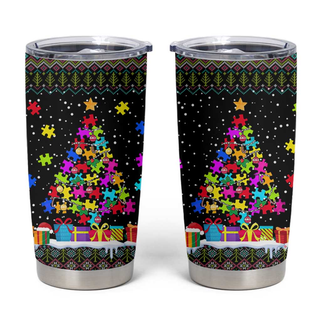 Autism Pine Christmas Tumbler Cup Xmas Holiday Patterns - Wonder Print Shop