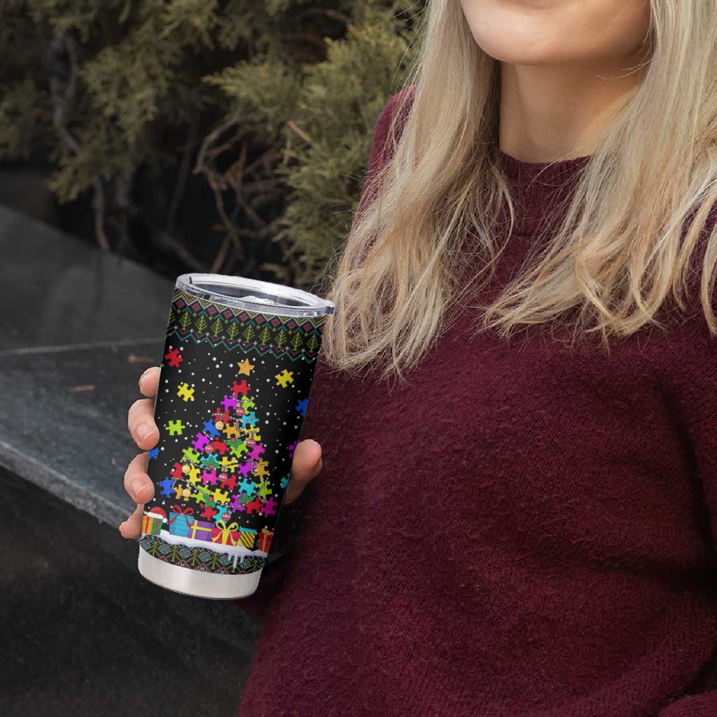 Autism Pine Christmas Tumbler Cup Xmas Holiday Patterns - Wonder Print Shop