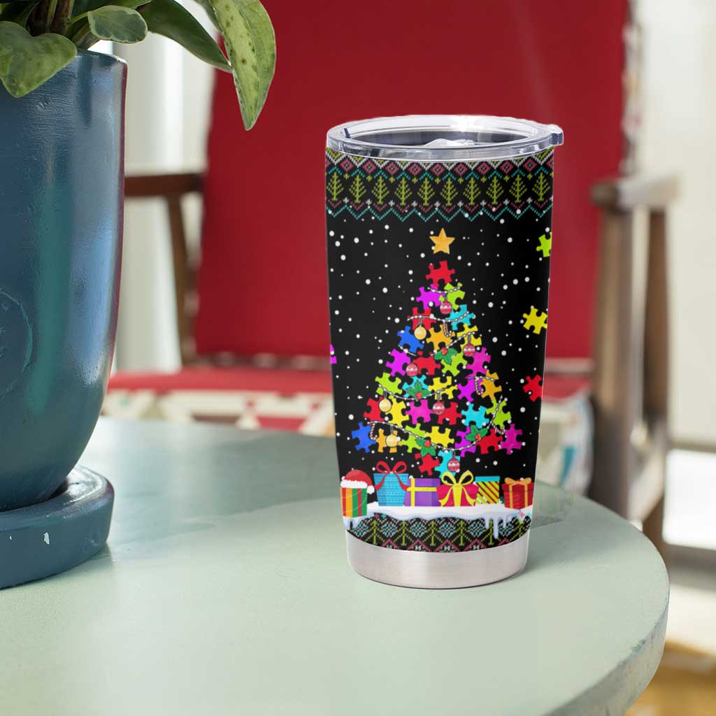 Autism Pine Christmas Tumbler Cup Xmas Holiday Patterns - Wonder Print Shop