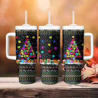 Autism Pine Christmas Tumbler With Handle Xmas Holiday Patterns - Wonder Print Shop