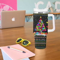 Autism Pine Christmas Tumbler With Handle Xmas Holiday Patterns - Wonder Print Shop