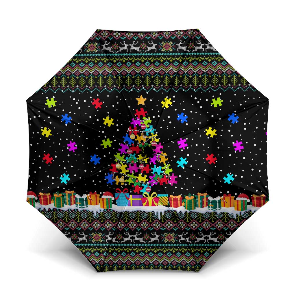 Autism Pine Christmas Umbrella Xmas Holiday Patterns - Wonder Print Shop