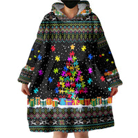 Autism Pine Christmas Wearable Blanket Hoodie Xmas Holiday Patterns - Wonder Print Shop