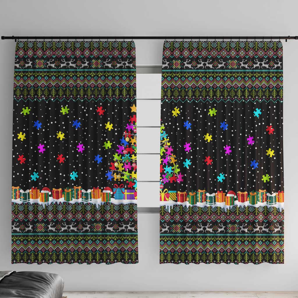 Autism Pine Christmas Window Curtain Xmas Holiday Patterns - Wonder Print Shop
