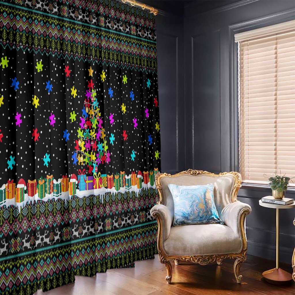 Autism Pine Christmas Window Curtain Xmas Holiday Patterns - Wonder Print Shop